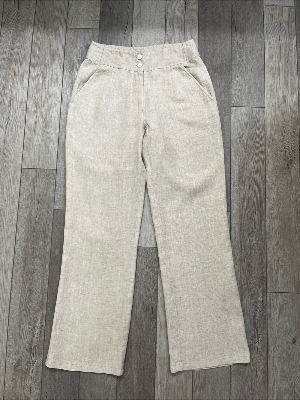 Women's Straight-Leg High-Waist Pants in Light Beige Size 4